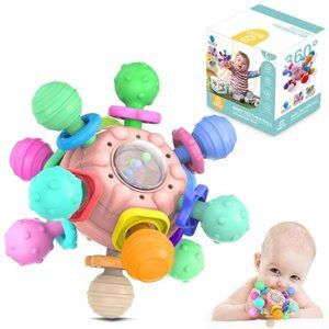 Baby Sensory Teething Teether Toys: Toys for Babies 0-6 Months (Pink)